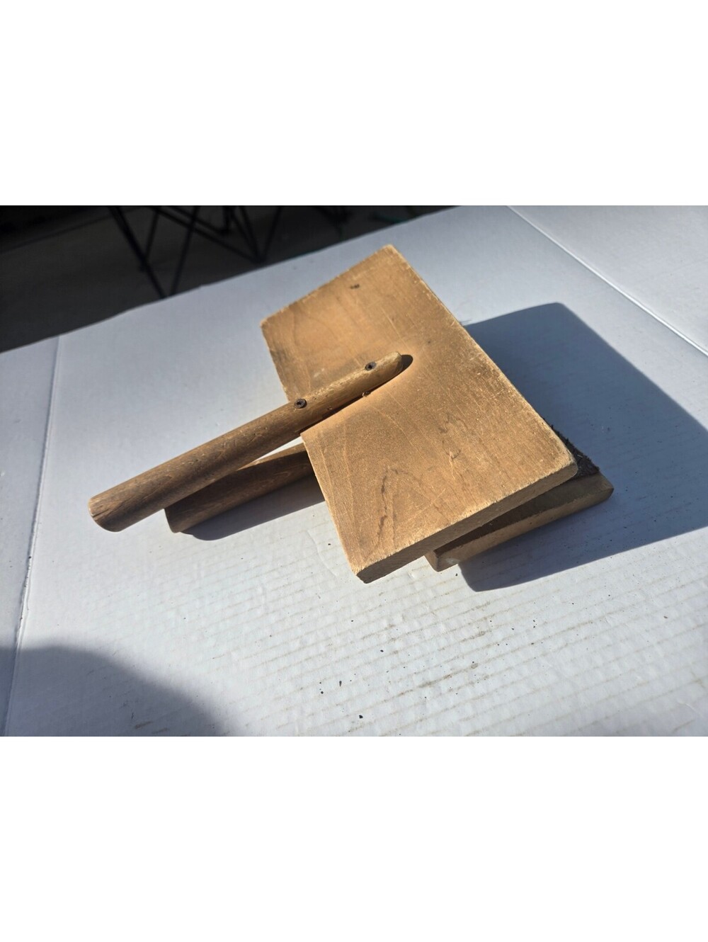 Vintage Wooden Carding Tool with Metal Teeth for Textile Crafting